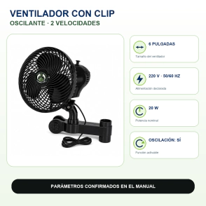 VENTILADOR CLIP INDOOR 6 PULGADAS OSCILANTE CANNALAB